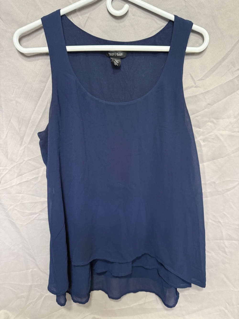 Worthington Navy Sleeveless Layered Chiffon Tank